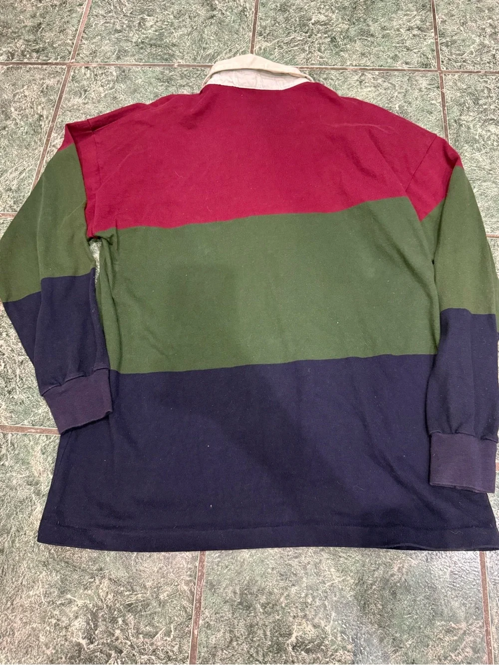 Men's Striped Rugby Shirt in Burgundy, Olive & Navy - JCrew size L 100% Cotton